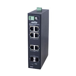 Aetek 4 Port Unmanaged Industrial PoE Switch, 2x Gbe SFP + 2x RJ45 Uplink, No PSU