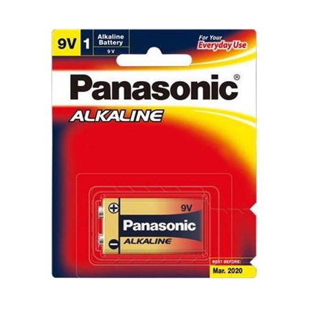 Panasonic 6LR61T/1B 9V Alkaline Battery 9Volt 1 Pack 20% Longer Lasting Alkaline-Zinc