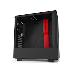 NZXT H510 - Compact Atx Mid-Tower PC Gaming Case - Front I/O Usb Type-C Port - Tempered Glass Side Panel - Cable Management System - Water-Cooling Ready - Steel Construction - Black/Red