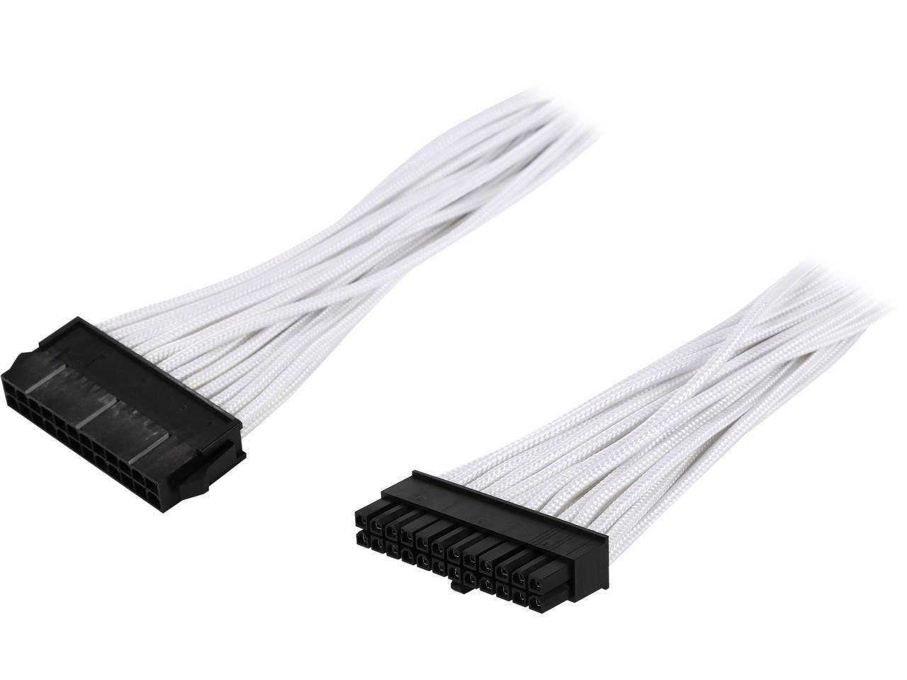 Phanteks PH-CB24P_WT 1.64 FT. (0.50 M) 24 Pin M/B Premium Sleeved Extension Cable Female To Male