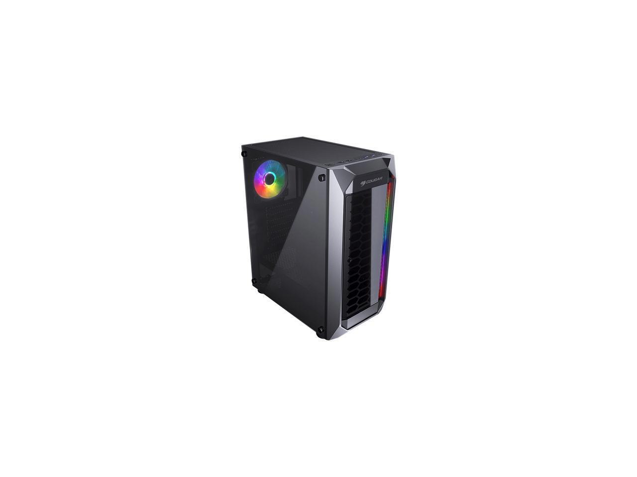 Cougar MX410 Black Atx Mid Tower Powerful And Compact Mid-Tower Case With Dual RGB Strips