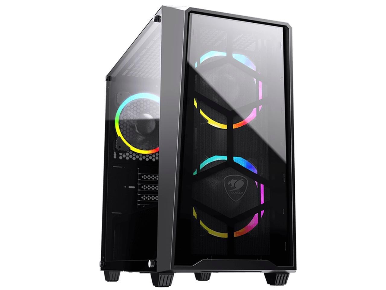 Cougar MG120-G RGB Black Steel / Tempered Glass Micro Atx Mini Tower Compact RGB Mini Tower Case With Tempered Glass Side Window