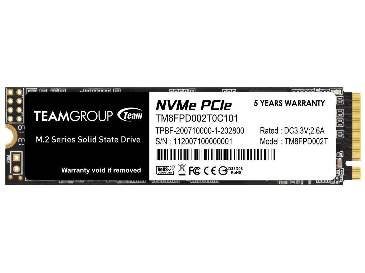 Team Group MP33 Pro M.2 2280 2TB PCIe 3.0 X4 With NVMe 1.3 3D Nand Internal Solid State Drive (SSD) TM8FPD002T0C101