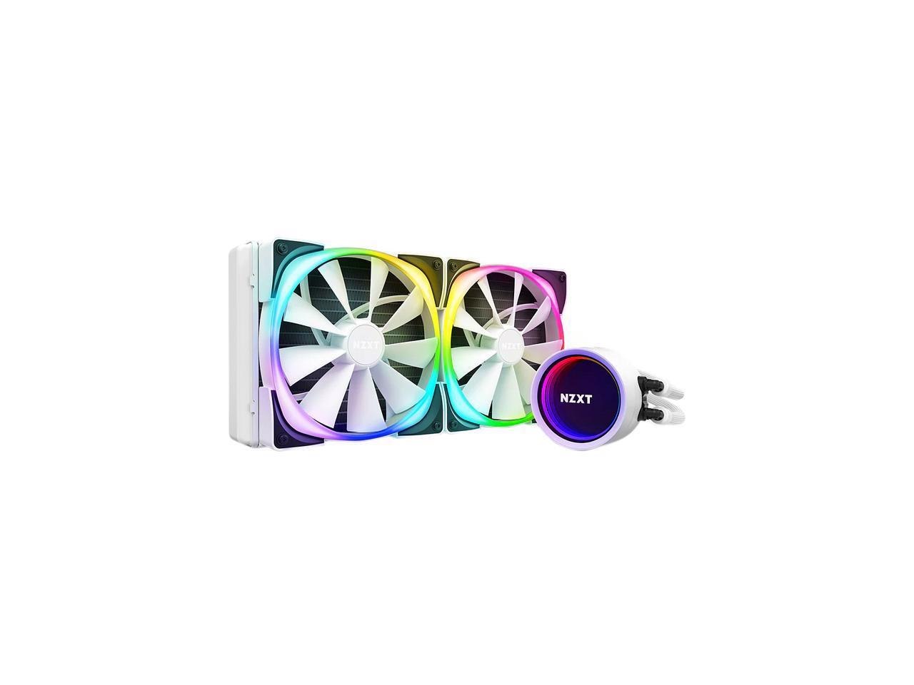 NZXT Kraken X63 RGB 280MM - RL-KRX63-RW - Aio RGB Cpu Liquid Cooler - Rotating Infinity Mirror Design - Powered BY Cam V4 - RGB Connector - 2 X Aer P 140MM Radiator Fans White Lga 1700 Compatible