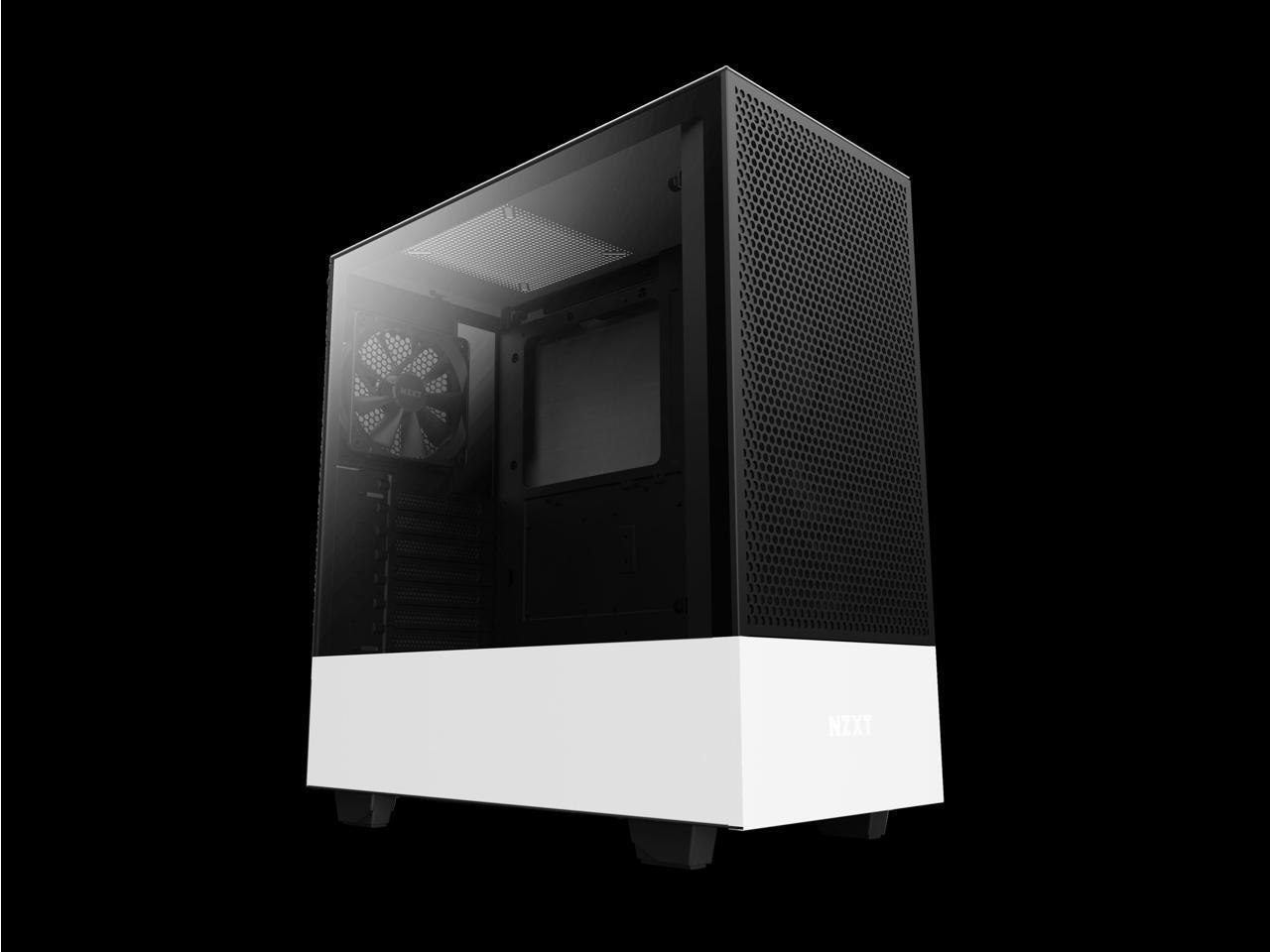 NZXT H510 Flow Matte White - Compact Atx PC Gaming Case - Tempered Glass - Enhanced Cable Management - Water-Cooling Ready