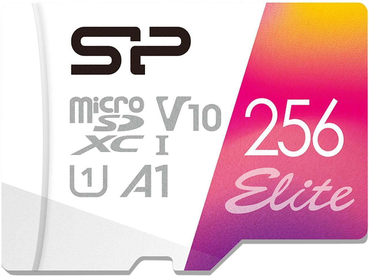 Silicon Power Elite 256GB microSDXC Flash Card With Adapter Model Su256gbstxbv1v20ab