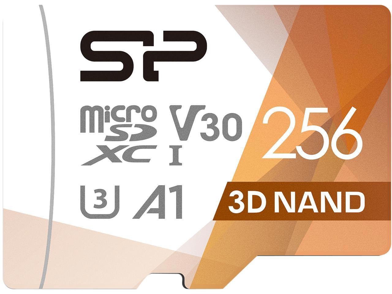Silicon Power Superior Pro 256GB microSDXC Flash Card With Adapter Model Su256gbstxdu3v20ac