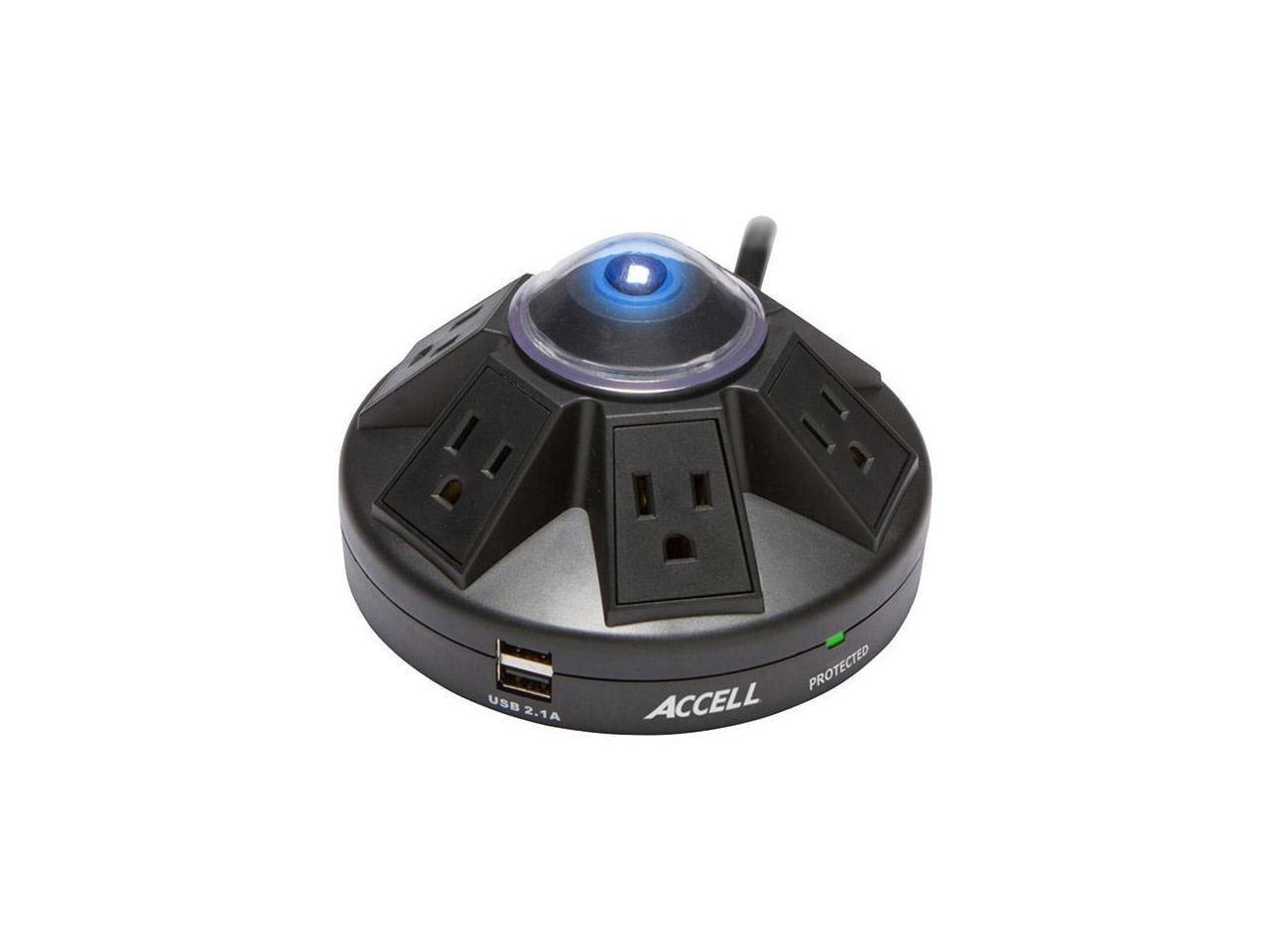 Accell D080B-015K Powramid Power Center - Surge Protector And Usb Charging Station