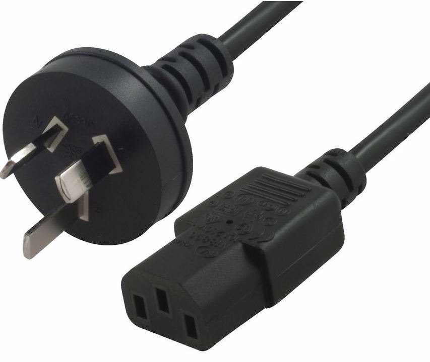 Cabac Hypertec Au Power Cable 2M - Male Wall 240V PC To Power Socket 3Pin To Ice 320-C13 For Notebook/ Ac Adapter Black Au Certified Oem Pack