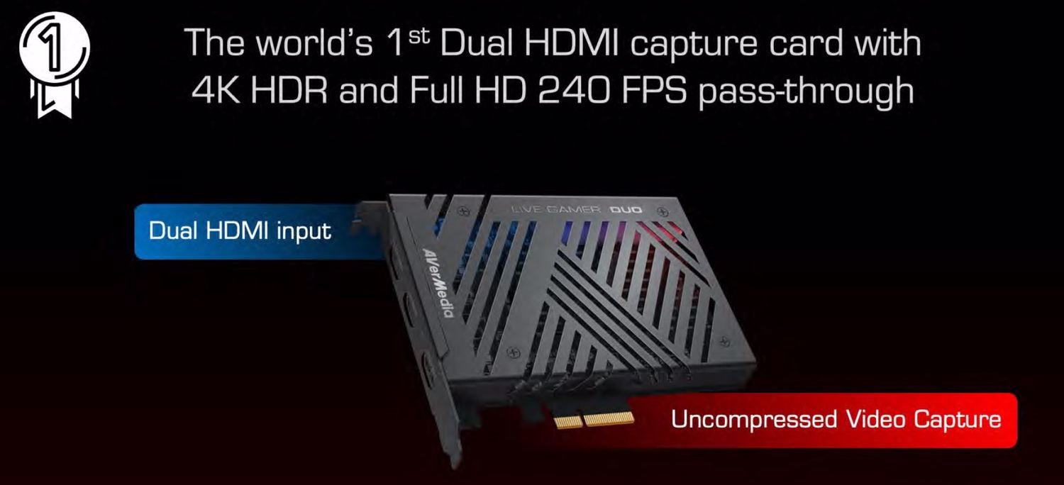 AVerMedia GC570D 4K HDR And 1080P240 Pass-Thru. Record @ 1080P60 HDR With Dual-HDMI Input + 1 Hdmi Output. (LS)