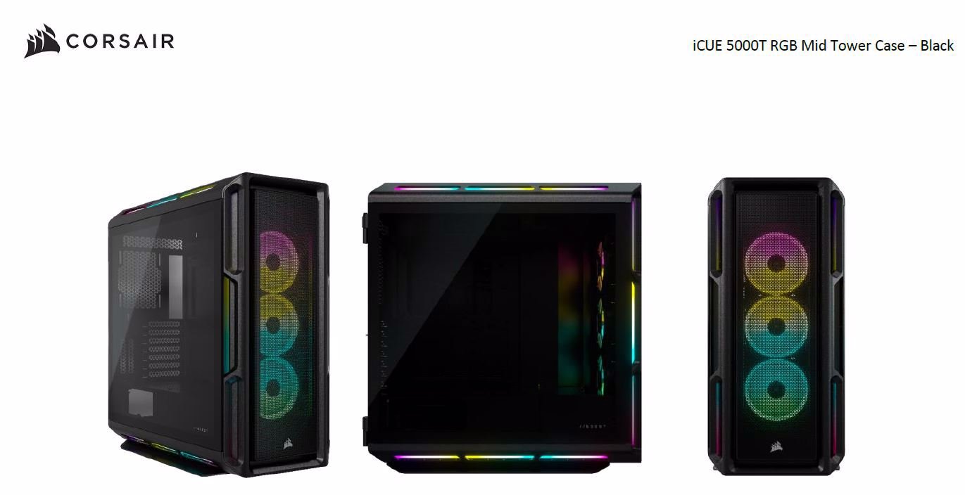 Corsair Icue 5000T RGB Mid-Tower Case, Black