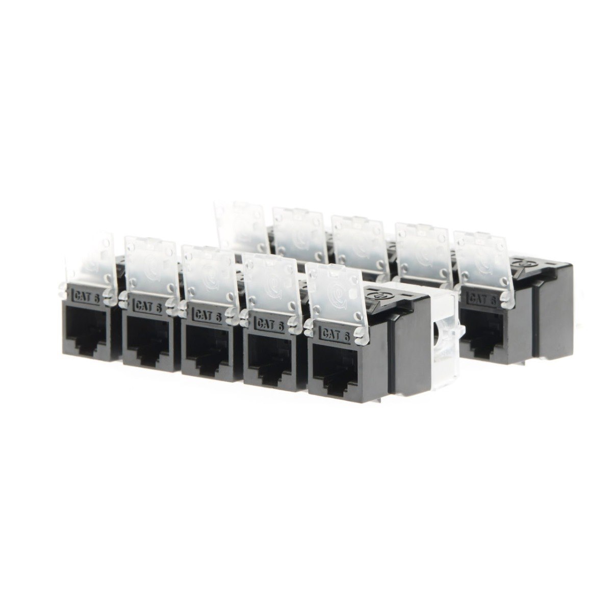 4Cabling Cat 6 Keystone RJ45 Jack For 110 Face Plate 10 Pack Black