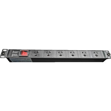 4Cabling 1Ru 6 Way Gpo Rack Mount Pdu Power Rail With Red ON/Off Switch And Fixed 10A Power Cord