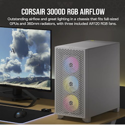 Corsair AIRFLOW Computer Case - Mid-tower - Tempered Glass - White