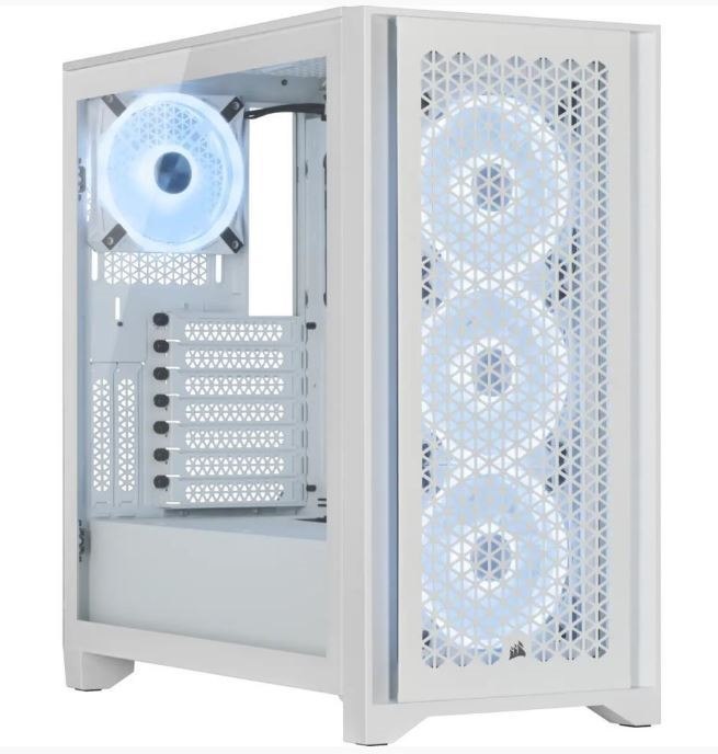 Corsair Icue 4000D Atx RGB Air Flow QL Edition, Preinstalled 4X QL Argb Fans, Usb Type-C, All White Finish, Mid-Tower Gaming And Office Case.