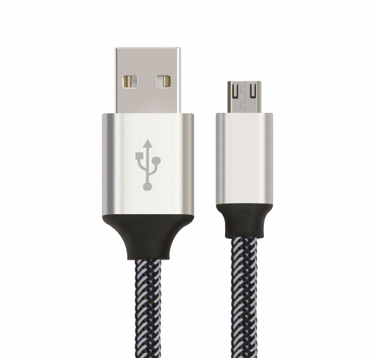 Astrotek 2M Micro Usb Data SYNC Charger Cable Cord Silver White Color For Samsung HTC Motorola Nokia Kndle Android Phone Tablet & Devices