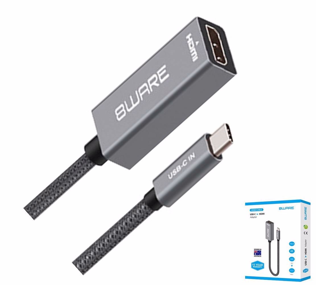 8Ware 10CM Usb-C To Hdmi Male-Female Adapter Converter Cable Retail Pack For PC Laptop iPad MacBook Pro/Air Surface Dell XPS To Monitor Projector TV