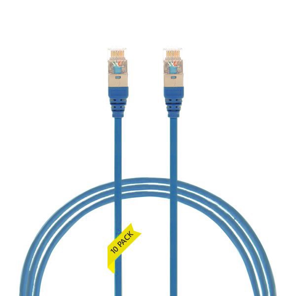 4Cabling 0.75M Cat 6A RJ45 S/FTP Thin LSZH 30 Awg Pack Of 10 Network Cable. Blue