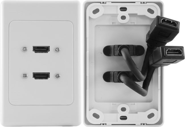 4Cabling Double Hdmi Wall Plate With Dongle