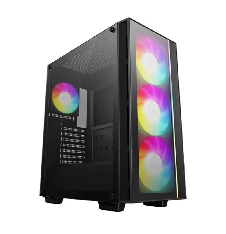 DeepCool Matrexx 55 V4 Full Tempered Glass Side Panel Atx Case. Pre-Installed 3×140MM Argb PWM Fans, 1×120MM Argb, Up To 360MM
