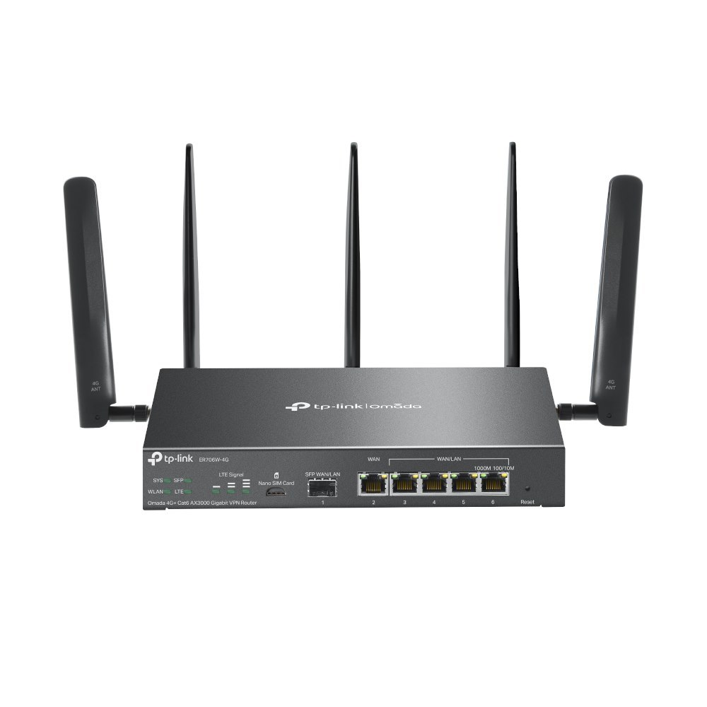 TP-Link | Er706w-4G | Omada 4G+ Cat6 Ax3000 Gigabit VPN Router ** PoE Injector Not Included **