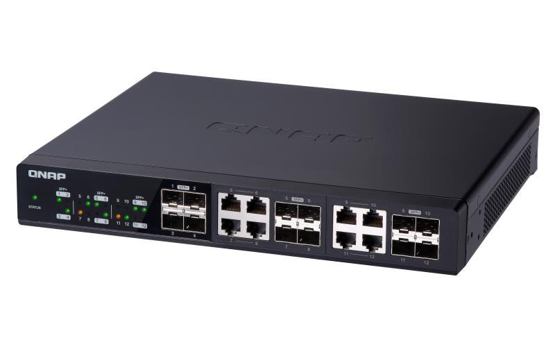 Qnap 12-Port Unmanaged Switch, 10GbE SFP+(4), 10GbE Sfp+/10Gbase-T(8), 2YR WTY