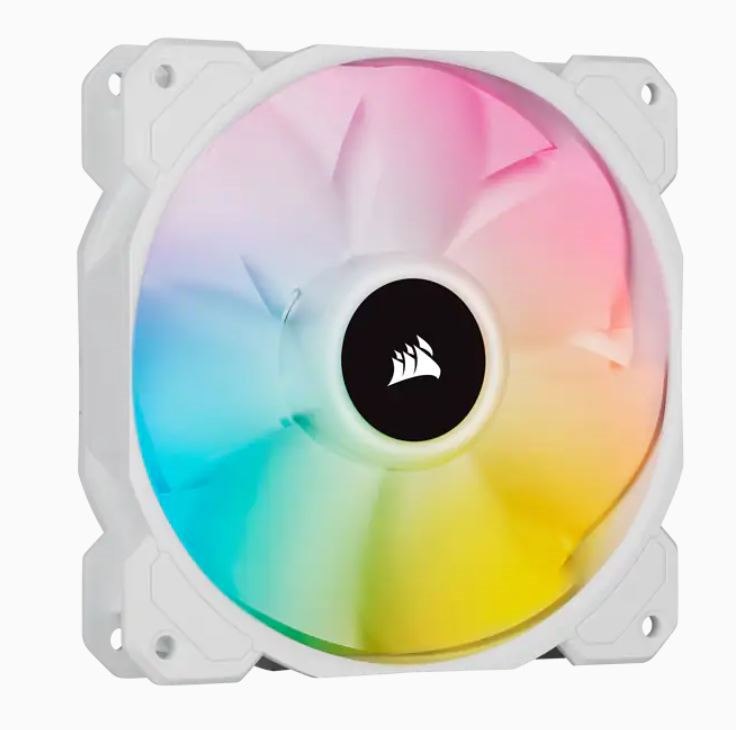 Corsair White SP120 RGB Elite, 120MM RGB Led PWM Fan With AirGuide, Single Pack