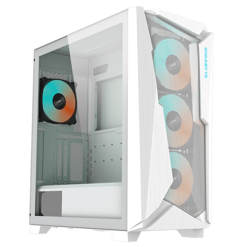 Gigabyte C301 RGB Tempered Glass E-Atx White Mid Tower Gaming Chassis 2X3.5' 2X2.5' 2xUSB3.0 Detachable Dust Filter Liquid Cooling Psu Standard Atx