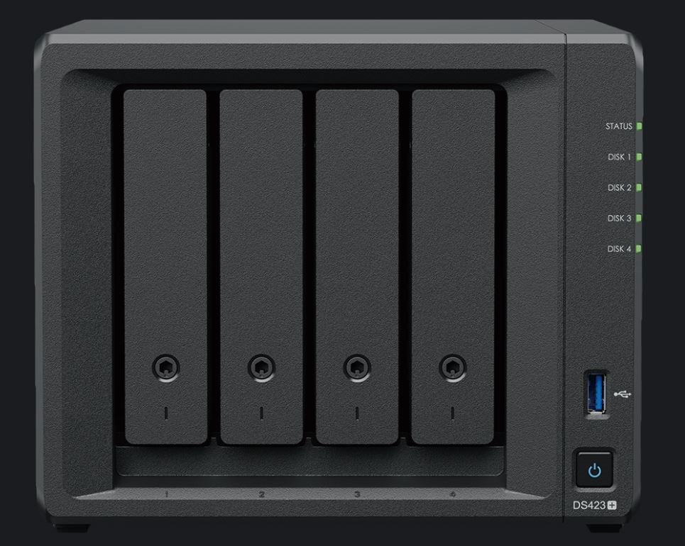 Synology DS423+ 4-Bay 3.5' Diskless, Intel Celeron 4-Core, 2xGbE Nas (SMB) - 2GB Ram - 3 Year Warranty