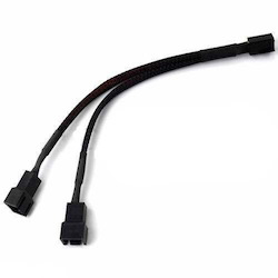 Astrotek Fan Power Cable 20CM - 2X3pin Male To 3 Pins Female - For Computer PC Cooler Extension Connectors Black Sleeved