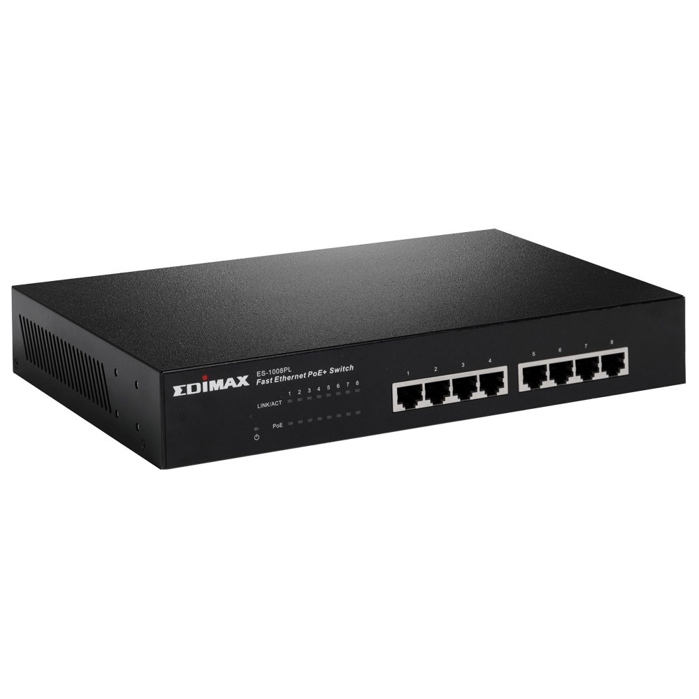 Edimax 8-Port 10/100M PoE+ Switch (8 PoE+ Ports, 80W) Fan-Less