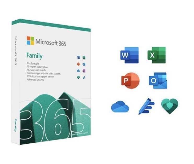 Microsoft 365 Family - Box Pack - Up to 6 People - 1 Year