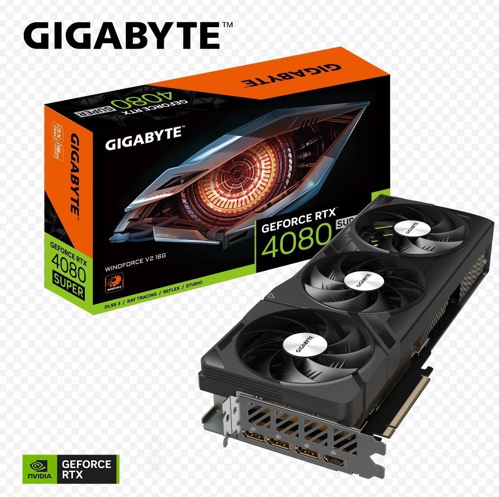 Gigabyte RTX 4080 Super Gpu, PCIe 16, DP(3), Hdmi, 16GB GDDR6X, Windforce 3, 3YR