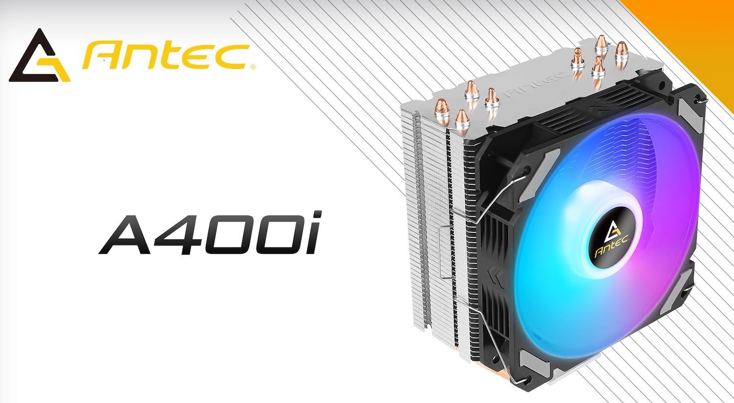 Antec A400i RGB , 72 CFM, 4 Direct Heat-Pipes, 120MM PWM RGB Fan,1700, 115X, 1200, 2011, Am3, Am3+, Am4+,, FM1, FM2, FM2+ Cpu Air Cooler 1YR WTY