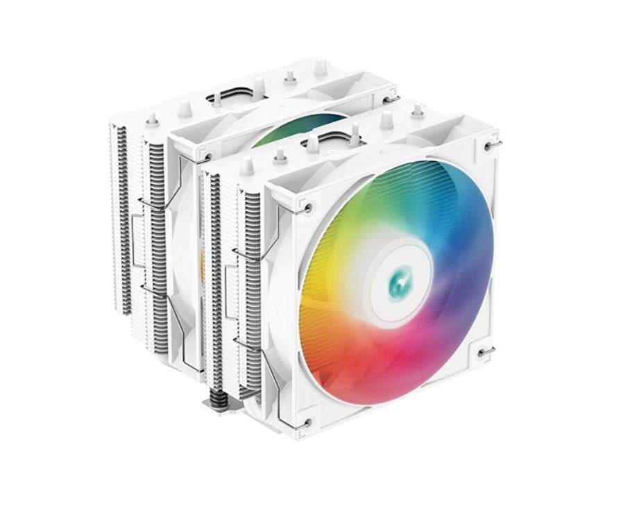 DeepCool Ag620 Argb White Dual-Tower Cpu Cooler, 2X 120MM Fan, 6 Copper Heat Pipes, Intel LGA2066/2011-v3/2011/1700/1200/1151/1150/1155 Amd Am5/Am4