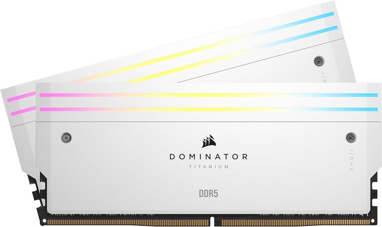 Corsair Dominator® Titanium RGB 64GB (2x32GB) DDR5 Dram 6000MT/s CL30 Intel XMP Memory Kit — White