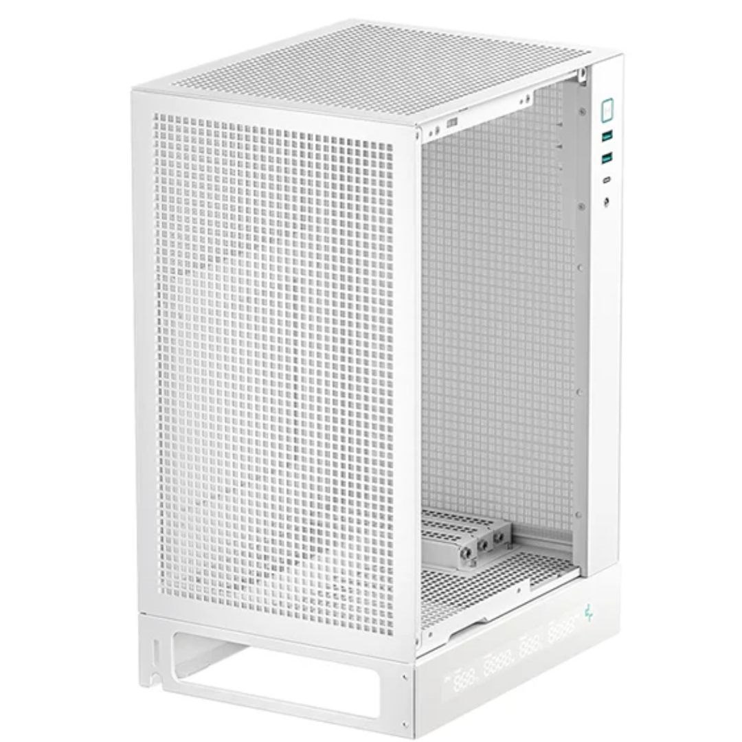 DeepCool CH170 Digital WHT Itx Case, Digital Status Display, Extremely Portable Size, Abundant Airflow Ventilation, Mesh Panels, Full Sized Air Cooler