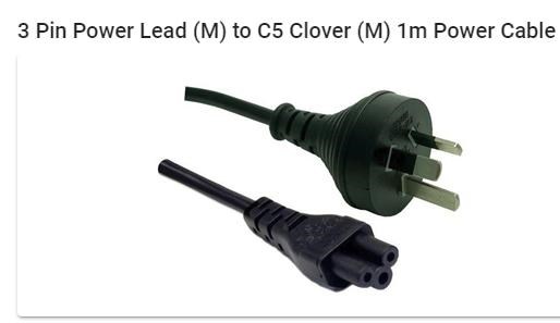 Dynamix 1M 3-Pin To Clover Shaped (Iec 320 C5) Female Connector 7.5A. Saa Approved Power Cord. 0.75MM� Copper Core. Black Colour.