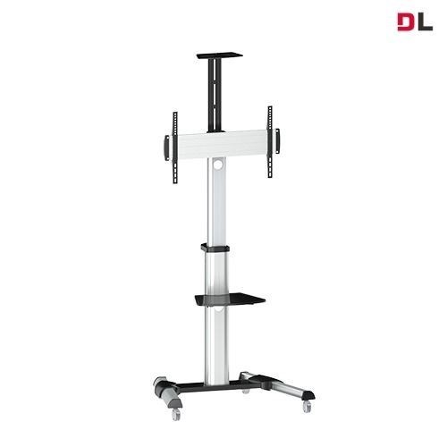 Brateck 37'-75' Telescopic Height Adjustable TV Cart. Max Load 50Kgs. Vesa Support Up To: 600X400. Hidden Cable Management. Tilt, Swivel, And Rotate. Colour: Black/Silver.