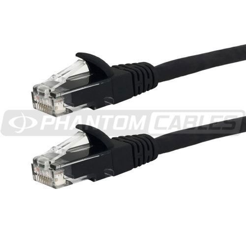 Black - 1ft  RJ45 Cat6 550MHz Molded Patch Cable - Premium Fluke - Patch Cable Certified - CMR Riser Rated