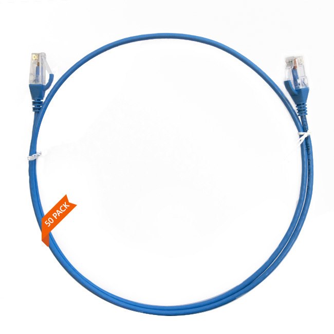 4Cabling 1.5M Cat 6 Ultra Thin LSZH Pack Of 50 Ethernet Network Cable. Blue