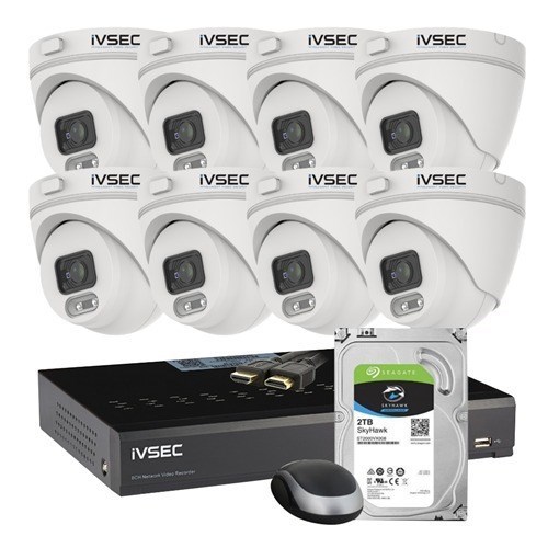 Ivsec LX Series Kit 8 X Nc000xa 4MP Ip Cam + Nr008xa-2Tb 8 X PoE NVR 4K, Basic Ivs