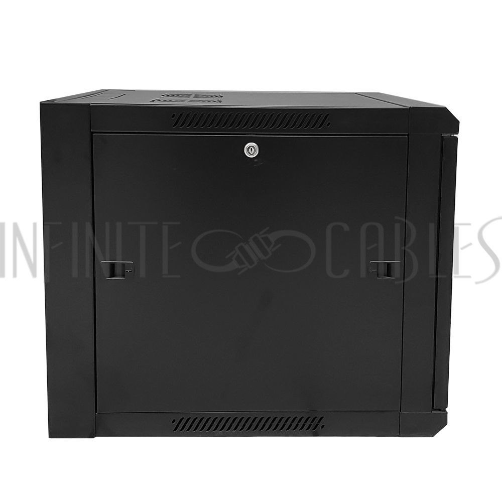 Wall Mount Cabinet 9U x 23" Usable Depth, Glass Door - Black