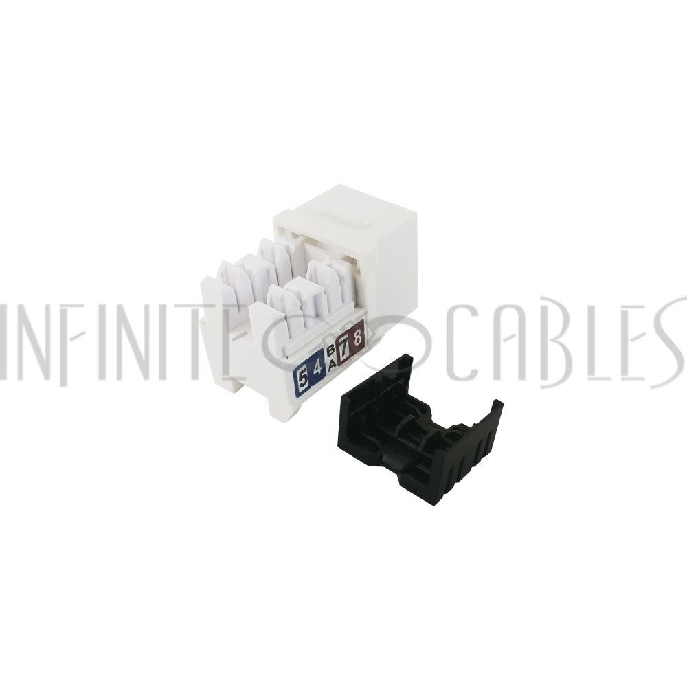 White RJ45 Cat6 Slim Profile Jack, 110 Punch-Down