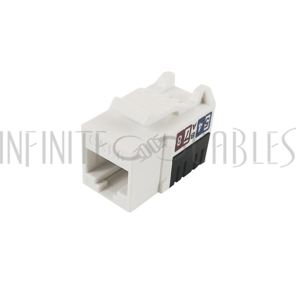 White RJ45 Cat6 Slim Profile Jack, 110 Punch-Down