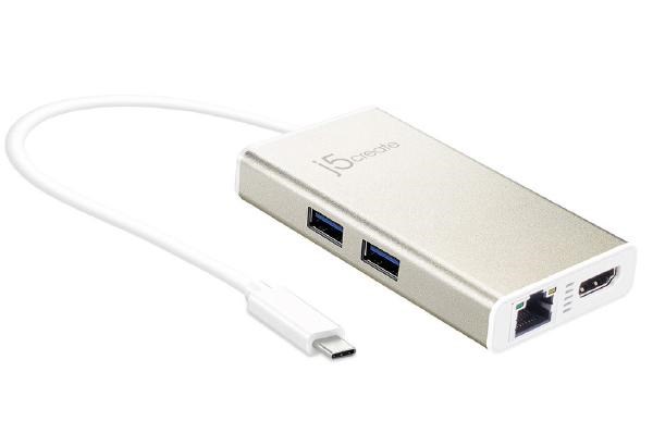 J5create Jca374 Usb-C Type-C Multi Adapter - (Usb-C To 2 X Usb 3.0, Gigabit Ethernet Port, Hdmi)