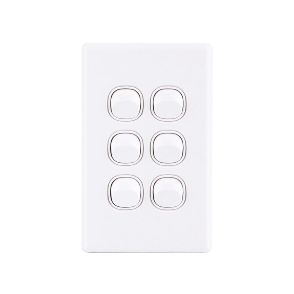 4Cabling 4C | Elegant Wall Switch 6 Gang 250V 16A - Vertical