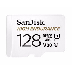SanDisk 128GB microSD High Endurance 100MB/s 40MB/s 10K HRS 4K Uhd C10 U3 V30 -40°C To 85°C Heat Freeze Shock Temperature Water X-Ray Proof SD Adapter