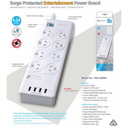 Generic Sansai 8 Outlets & 4 Usb Outlets Surge Protected Powerboard (Pad-4088H)