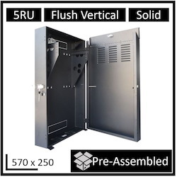 LDR Assembled 5U Flush Wall Mount Vertical Cabinet (570MM X 250MM) - Black Metal Construction